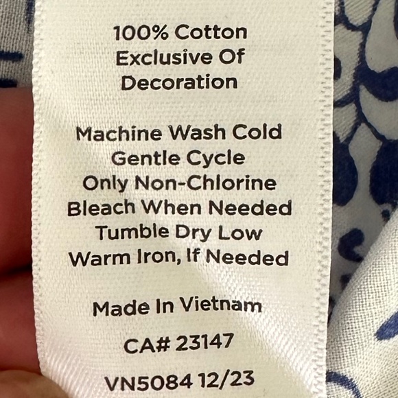 Talbots Cotton Floral Peasant Keyhole Top Blue/White Size 2X Lightweight Summer - Picture 9 of 11